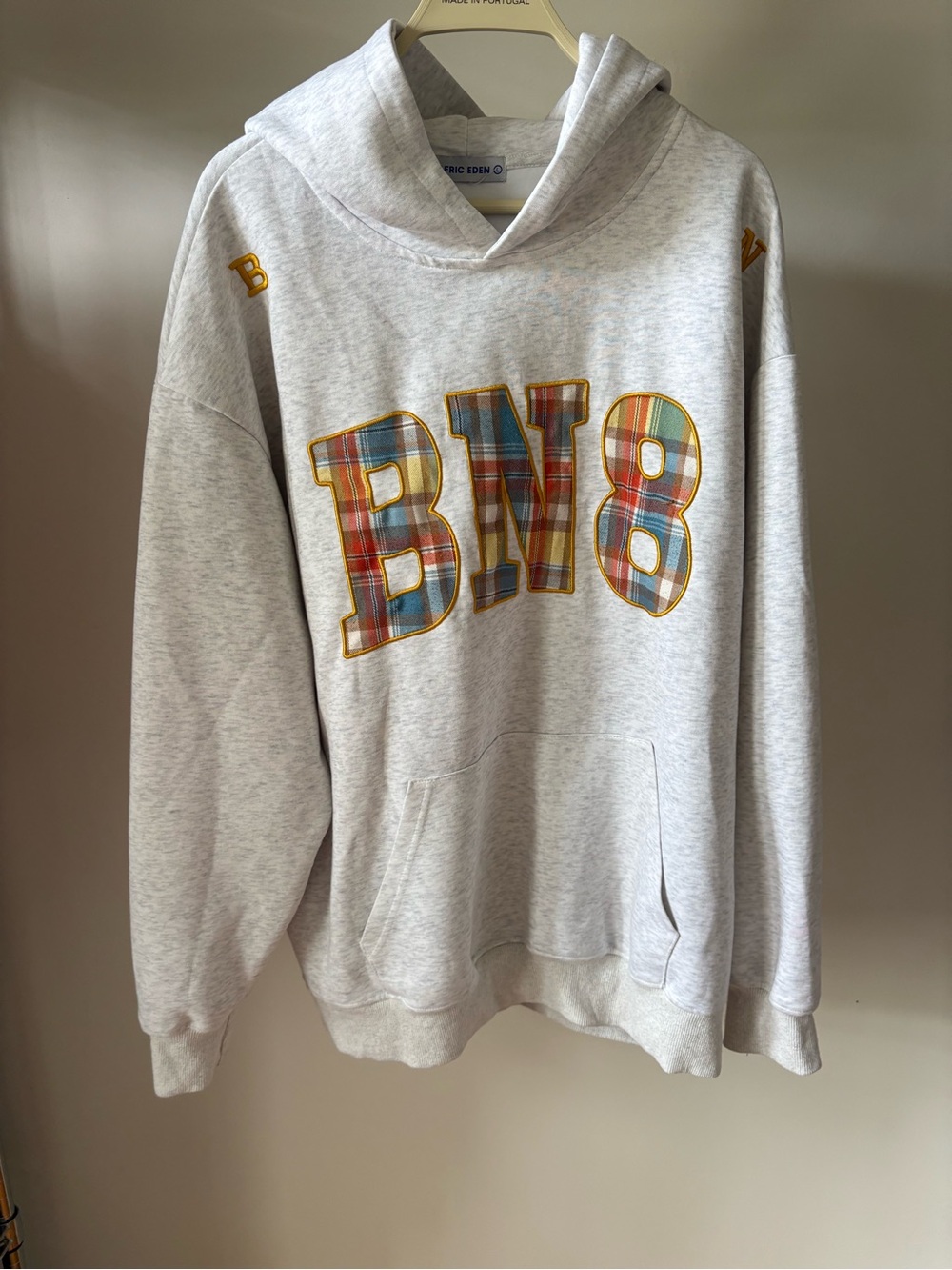 Elfric Eden BN8 Plaid Patchwork Oversized Hoodie Sweatshirt Size Large